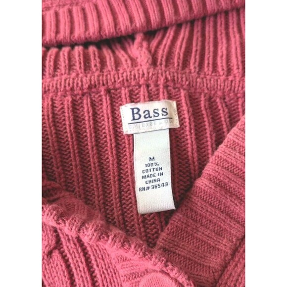 Bass Women's Cardigan Size Medium Hooded Button Up Cable Knit Long Raspberry - Picture 7 of 12